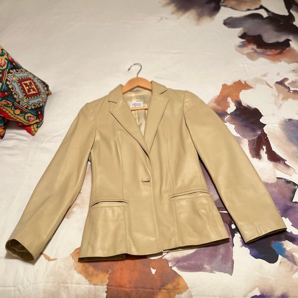 Designer leather coat